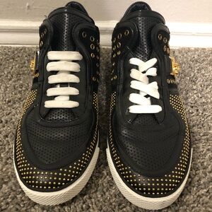 Versace Black and Gold Studded Sneakers